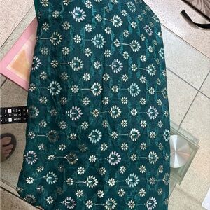 Floral Embroidered Teal drape saree